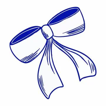 Hand drawn vector illustration, bow, blue line Stock Illustration
