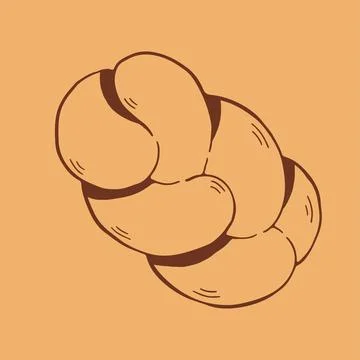 Hand drawn vector illustration of a braided challah loaf or gourmet brioche Stock Illustration