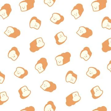 Hand drawn vector illustration of bread pattern on white background 스톡 일러스트