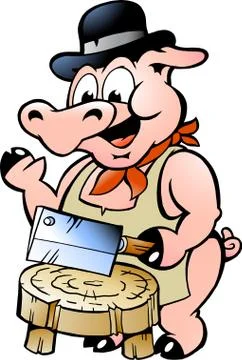 Hand-drawn vector illustration of an butcher pig Stock Illustration