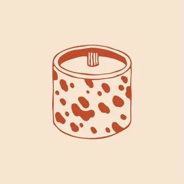 Hand drawn vector illustration of a candle in a speckled or dalmation print Stock Illustration