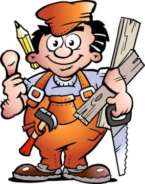Hand-drawn vector illustration of an carpenter handyman Stock Illustration