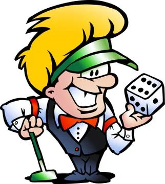 Hand-drawn vector illustration of an casino croupier Stock Illustration