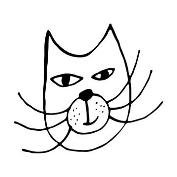 Hand drawn vector illustration of cat face Stock Illustration