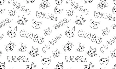 Hand drawn vector illustration of cat face Stock Illustration
