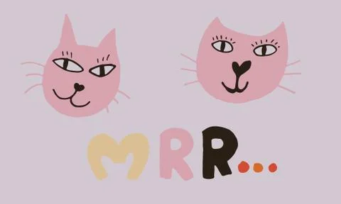 Hand drawn vector illustration of cat face Stock Illustration