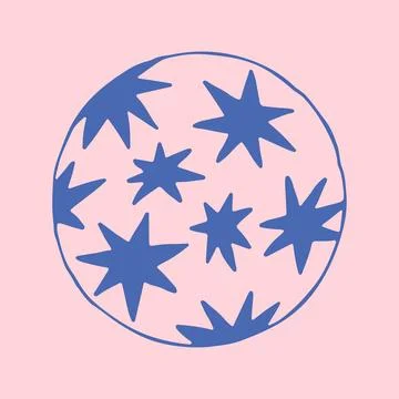 Hand drawn vector illustration of a ceramic plate decorated with various star Stock Illustration