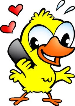 Hand-drawn vector illustration of an chicken chicken that speaking on cellpho Stock Illustration