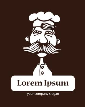 Hand drawn vector illustration of chief-cooker with a mustache in a white dre Stock Illustration