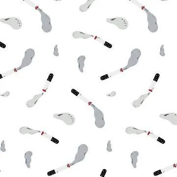 Hand drawn vector illustration of cigarette with smoke pattern. 스톡 일러스트
