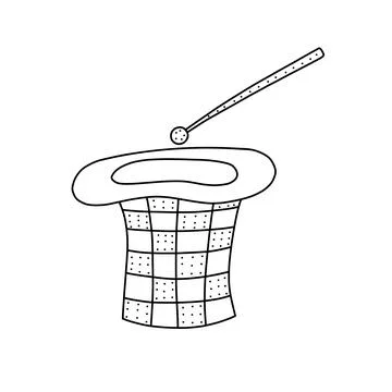 Hand drawn vector illustration of circus magic hat in doodle style. Cute illu Stock Illustration