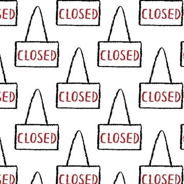 Hand drawn vector illustration of closed sign pattern on white background. 스톡 일러스트