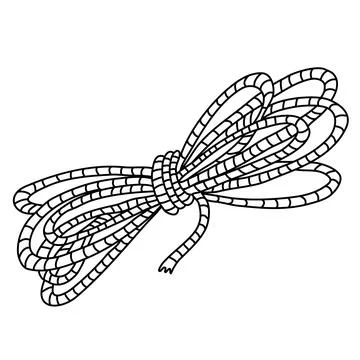 Hand drawn vector illustration of a coil of rope in doodle style Stock Illustration