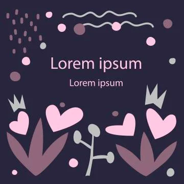 Hand drawn vector illustration, collage . Abstract composition with hearts, f Stock Illustration