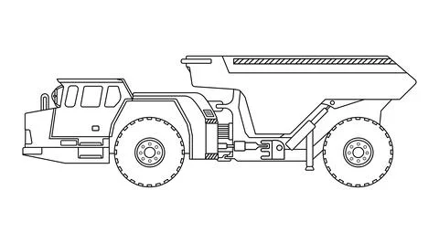 Hand drawn Vector illustration color children construction dump truck mining mac Stock Illustration