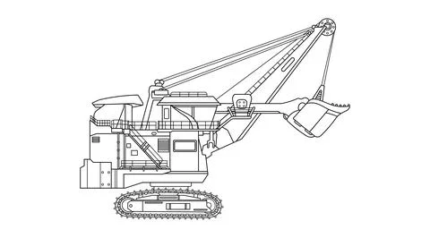 Hand drawn Vector illustration color children construction power shovel excavato 스톡 일러스트