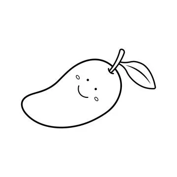 Hand drawn Vector illustration color children cute smiling fruit mango clipar Stock Illustration