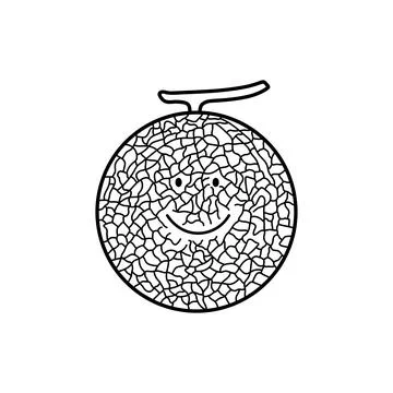 Hand drawn Vector illustration color children cute smiling fruit melon clipar Stock Illustration