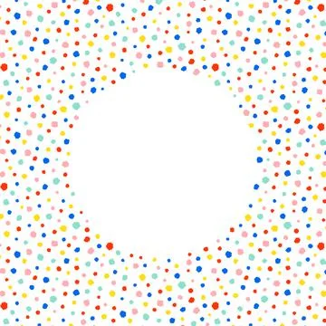 Hand drawn vector illustration of colorful polka dots with empty space  Stock Illustration