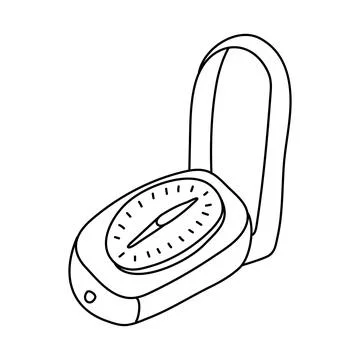 Hand drawn vector illustration of a compass  in doodle style Stock Illustration
