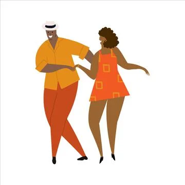 Hand drawn vector illustration of a couple dancing sexy fun bachata, salsa Stock Illustration