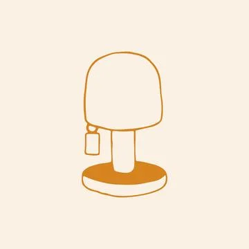 Hand drawn vector illustration of a cozy vintage table lamp with a pull chain Stock Illustration