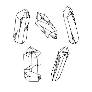 Hand drawn vector illustration of crystals Stock Illustration