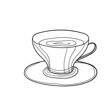 Hand-drawn vector illustration of cup. With black circuit without fill on white Stock Illustration