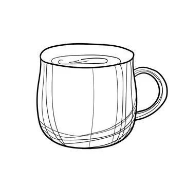 Hand-drawn vector illustration of cup. With black circuit without fill on white Stock Illustration