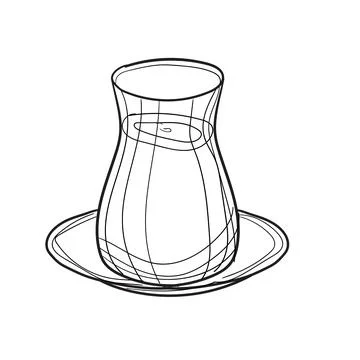 Hand-drawn vector illustration of cup with spoon. With black circuit without Stock Illustration