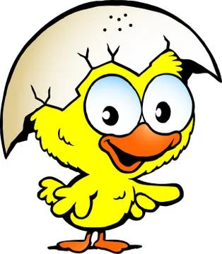 Hand-drawn vector illustration of an cute baby chicken Stock Illustration