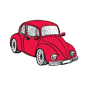 Hand drawn vector illustration of cute car Stock Illustration