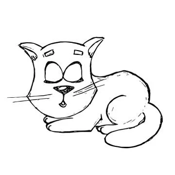 Hand drawn vector illustration of cute kitten Stock Illustration