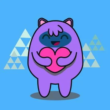 Hand drawn vector illustration of a cute funny cartoon yeti monster, holding a Stock Illustration