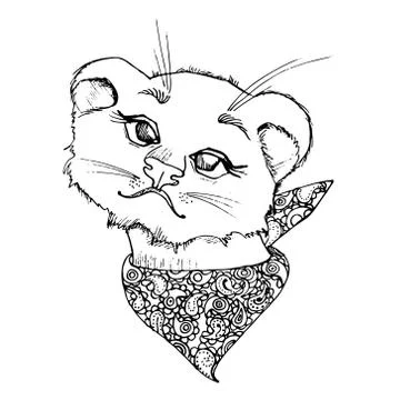 Hand drawn vector illustration of a cute funny lion face. Stock Illustration