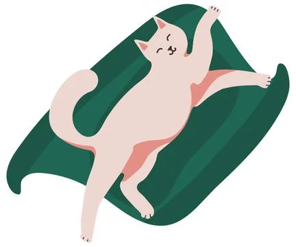 Hand drawn vector illustration. Cute cat and packing gifts. Playing cat. Stock Illustration