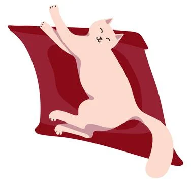 Hand drawn vector illustration. Cute cat and packing gifts. Playing cat. Stock Illustration