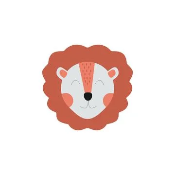Hand-drawn vector illustration of a cute Lion. Isolated objects. Stock Illustration