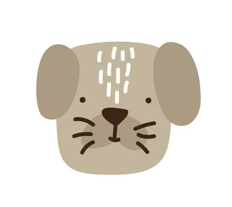 Hand drawn vector illustration of a cute funny dog face. Isolated objects Stock Illustration