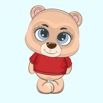 Hand drawn vector illustration of a cute funny baby bear. Stock Illustration