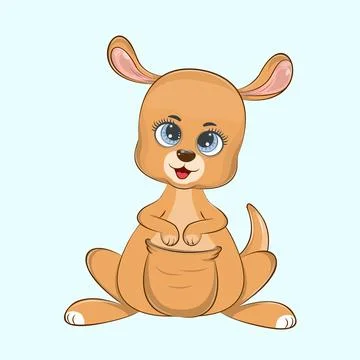 Hand drawn vector illustration of a cute funny baby kangaroo. Stock Illustration