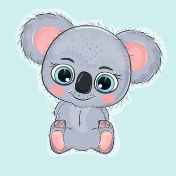 Hand drawn vector illustration of a cute funny baby bear koala. Stock Illustration