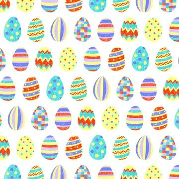 Hand drawn vector illustration of cute easter eggs pattern in hand drawn style Illustrazione stock