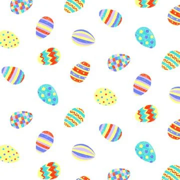 Hand drawn vector illustration of cute colorful easter eggs pattern. Stock Illustration