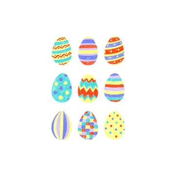 Hand drawn vector illustration of cute multicolor easter egg. Isolated Stock Illustration