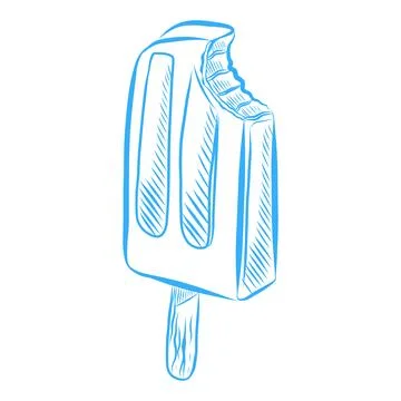 Hand drawn vector illustration of delicious summer ice cream, blue line art Illustration