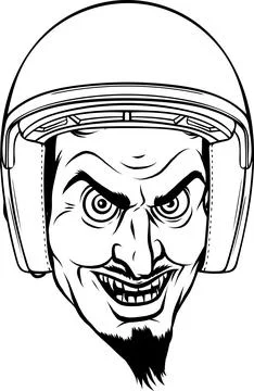 Hand drawn vector illustration of devil head outline Stock Illustration