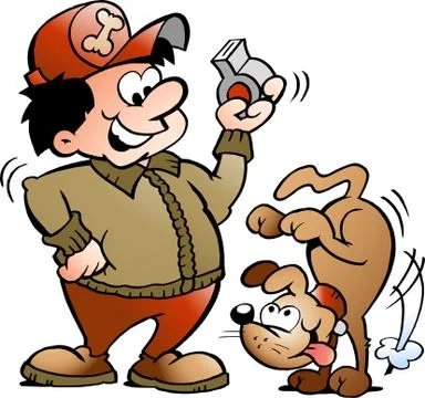 Hand-drawn vector illustration of an dog trainer Stock Illustration