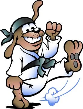 Hand-drawn vector illustration of an dog practices self-defense Stock Illustration
