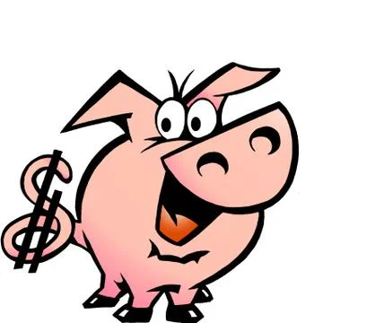 Hand-drawn vector illustration of an dollar pig Stock Illustration
